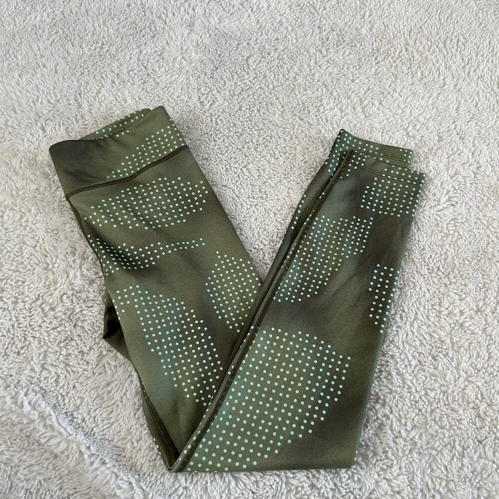 Nike Dri Fit HR Women's Polka Dot Skinny Capri Legging XL Green Athleisure Yoga - Picture 1 of 7